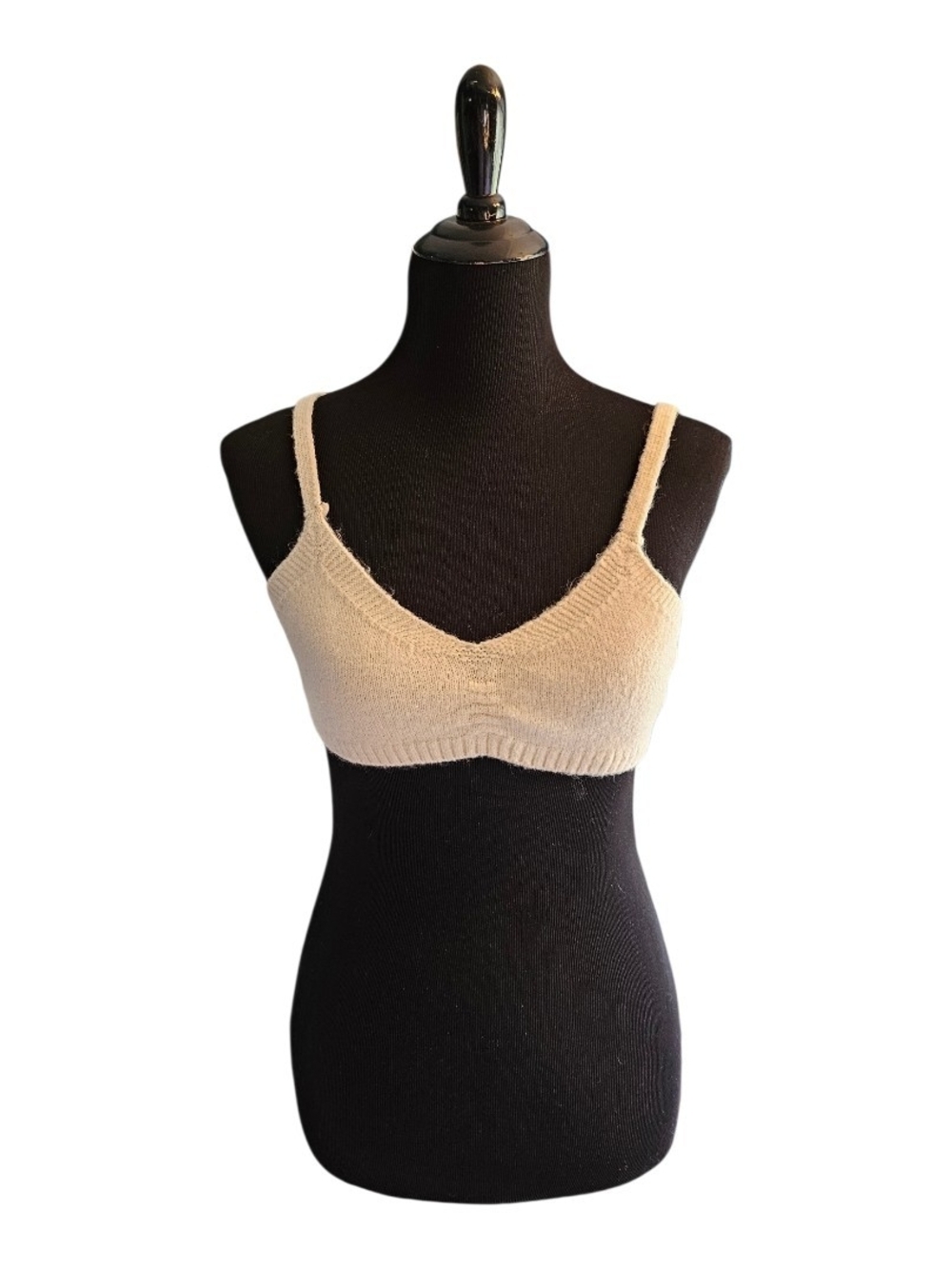 Princess Polly Fuzzy Knit Bralette XS/S Cream Coquette Soft Girl Crop Top